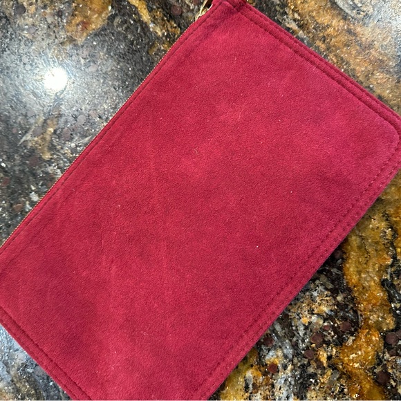 Louis Vuitton Burgundy Alcantara Suede Accessories Pouch Pochette Wristlet - Picture 5 of 6